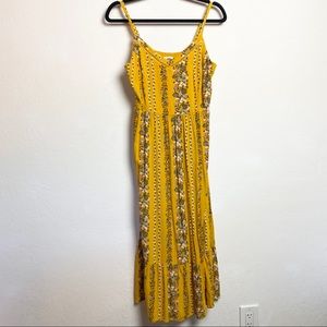 Old Navy Midi Fit and Flare Floral yellow Dress